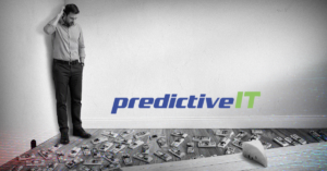 Frustrated business professional facing technology problems and IT issues with predictiveIT