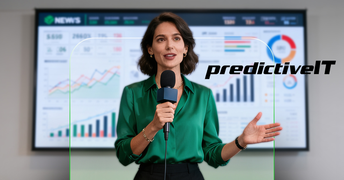 Business professional presenting technology performance charts, highlighting IT budget forecasting, equipment replacement, and future technology planning.